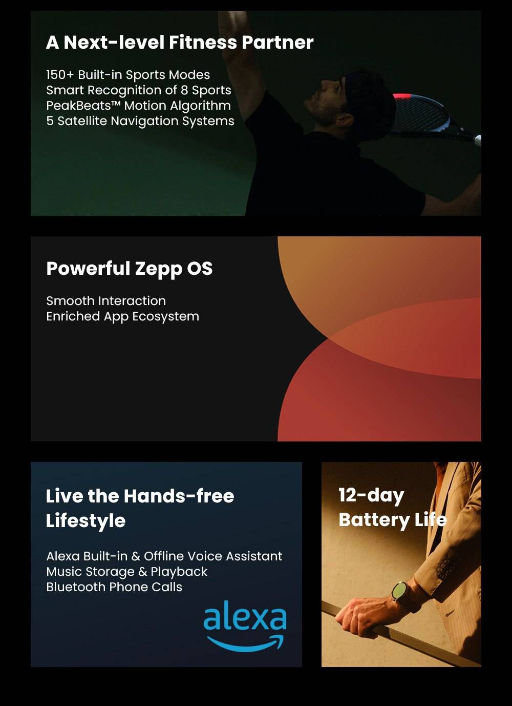 New Amazfit GTR 3 Pro GTR3 Pro GTR-3 Pro Smartwatch AMOLED Display Zepp OS App 12-day Battery Life Watch for Andriod