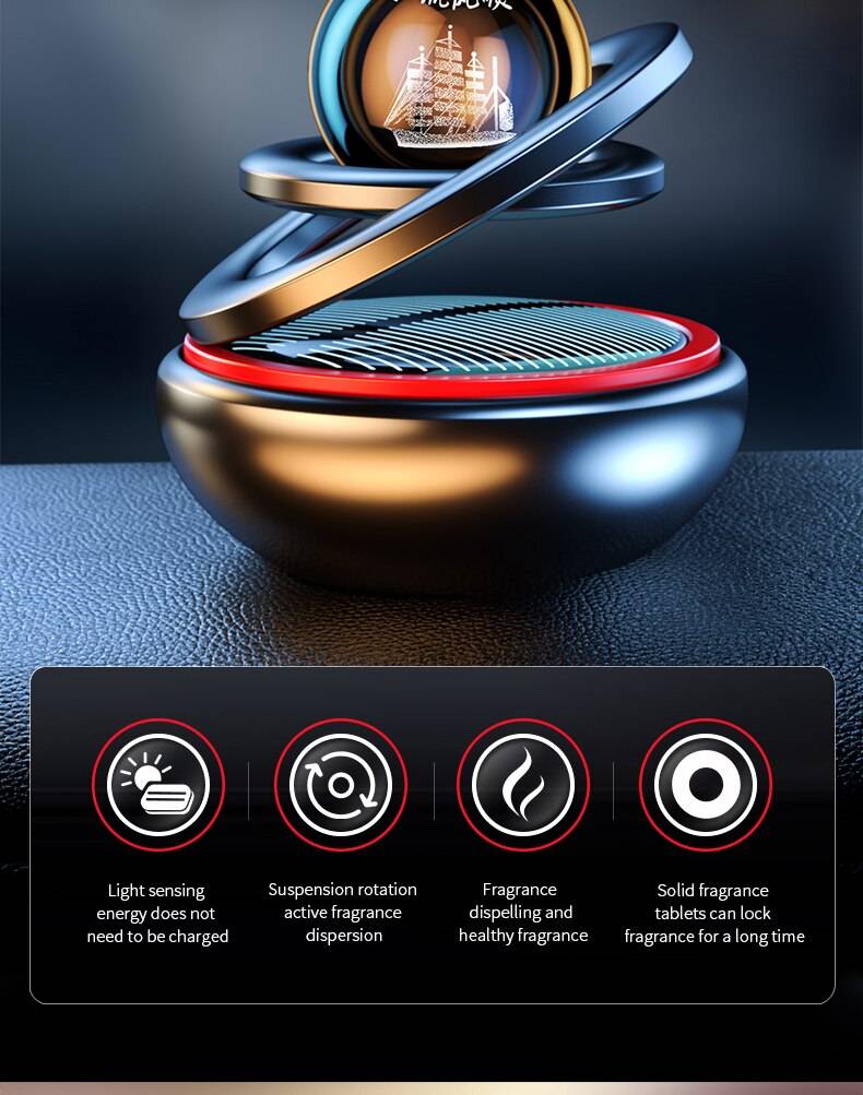 Solar Car Air Freshener Rotating Aromatherapy Diffusing Accessories Interior Durable Original Perfume For Men And Women