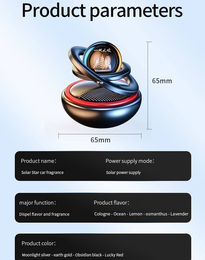 Solar Car Air Freshener Rotating Aromatherapy Diffusing Accessories Interior Durable Original Perfume For Men And Women
