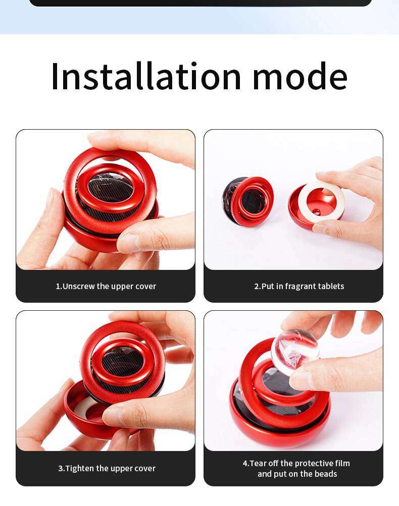 Solar Car Air Freshener Rotating Aromatherapy Diffusing Accessories Interior Durable Original Perfume For Men And Women