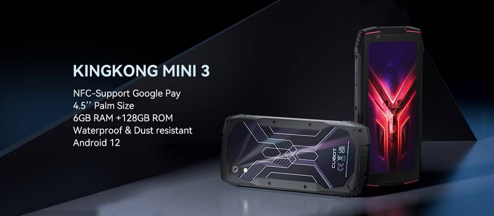 World Premiere,Cubot KingKong MINI 3, 4.5" Mini Smartphone, Helio G85 Octa-Core, 6GB+128GB, Dual SIM,NFC Waterproof Rugged Phone World Premiere,Cubot KingKong MINI 3, 4.5" Mini Smartphone, Helio G85 Octa-Core, 6GB+128GB, Dual SIM,NFC Waterproof Rugged Phone