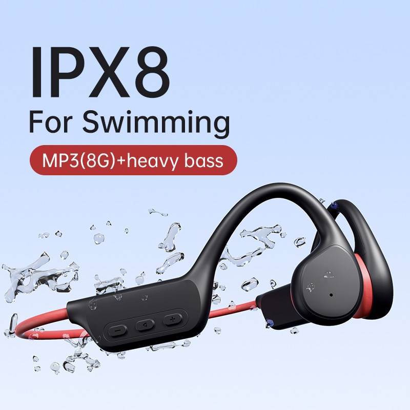Bone Conduction Earphones Bluetooth Wireless IPX8 Waterproof MP3 Player Hifi Ear-hook Headphone With Mic Headset For Swimming Color : Red|Black Bone Conduction Earphones Bluetooth Wireless IPX8 Waterproof MP3 Player Hifi Ear-hook Headphone With Mic Headset For Swimming Color : Red|Black