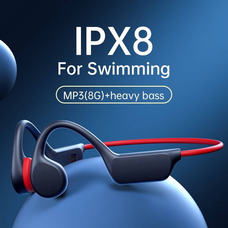 Bone Conduction Earphones Bluetooth Wireless IPX8 Waterproof MP3 Player Hifi Ear-hook Headphone With Mic Headset For Swimming Color : Red|Black Bone Conduction Earphones Bluetooth Wireless IPX8 Waterproof MP3 Player Hifi Ear-hook Headphone With Mic Headset For Swimming Color : Red|Black