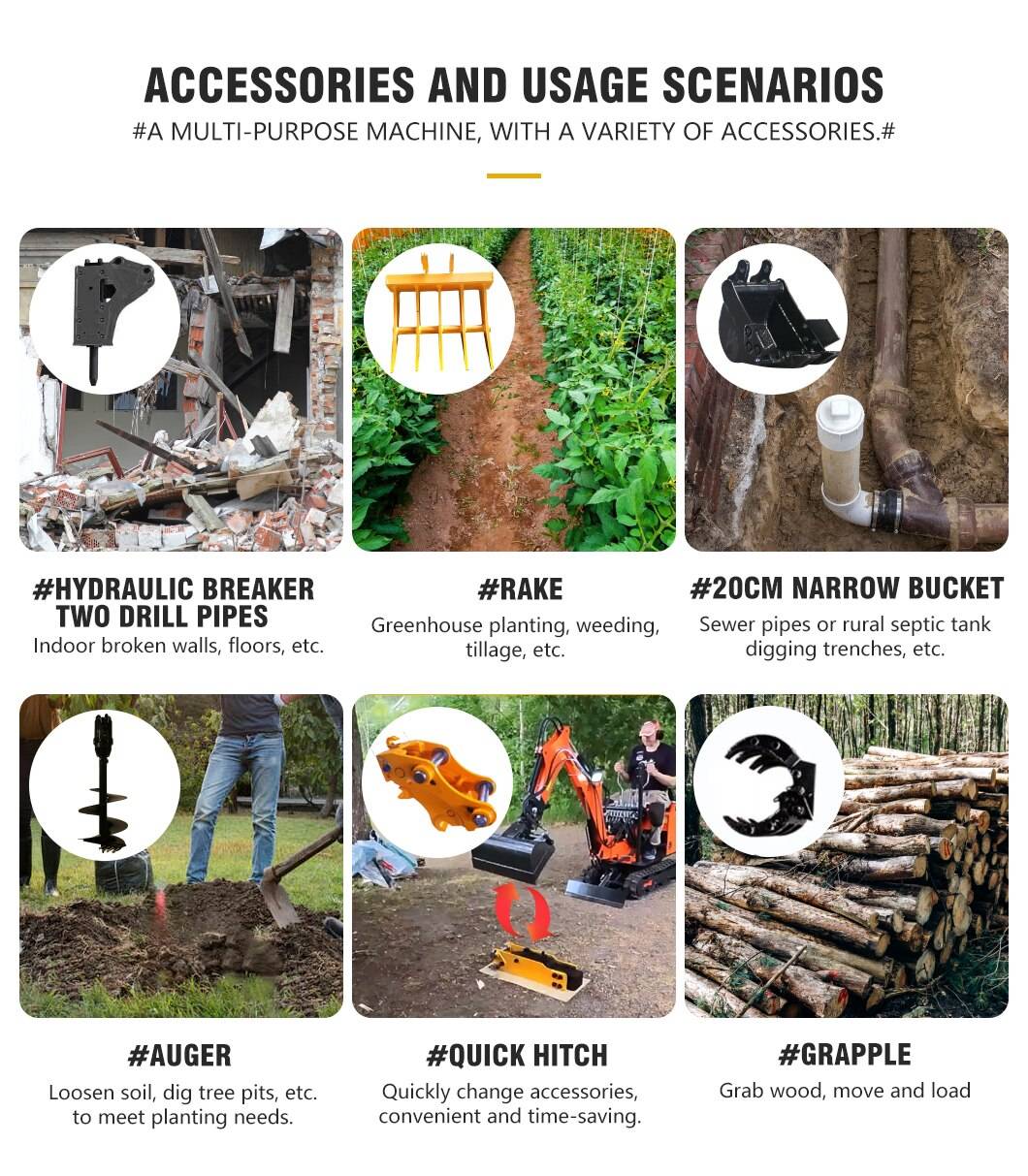 JKW-08 Mini Excavator Small Digger 0.8 Ton 1 Ton Micro Digging Machine With Attachments JKW-08 Mini Excavator Small Digger 0.8 Ton 1 Ton Micro Digging Machine With Attachments