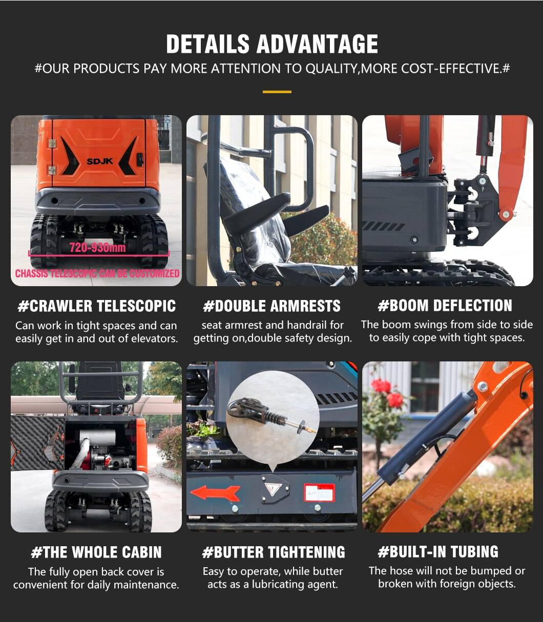 JKW-08 Mini Excavator Small Digger 0.8 Ton 1 Ton Micro Digging Machine With Attachments JKW-08 Mini Excavator Small Digger 0.8 Ton 1 Ton Micro Digging Machine With Attachments