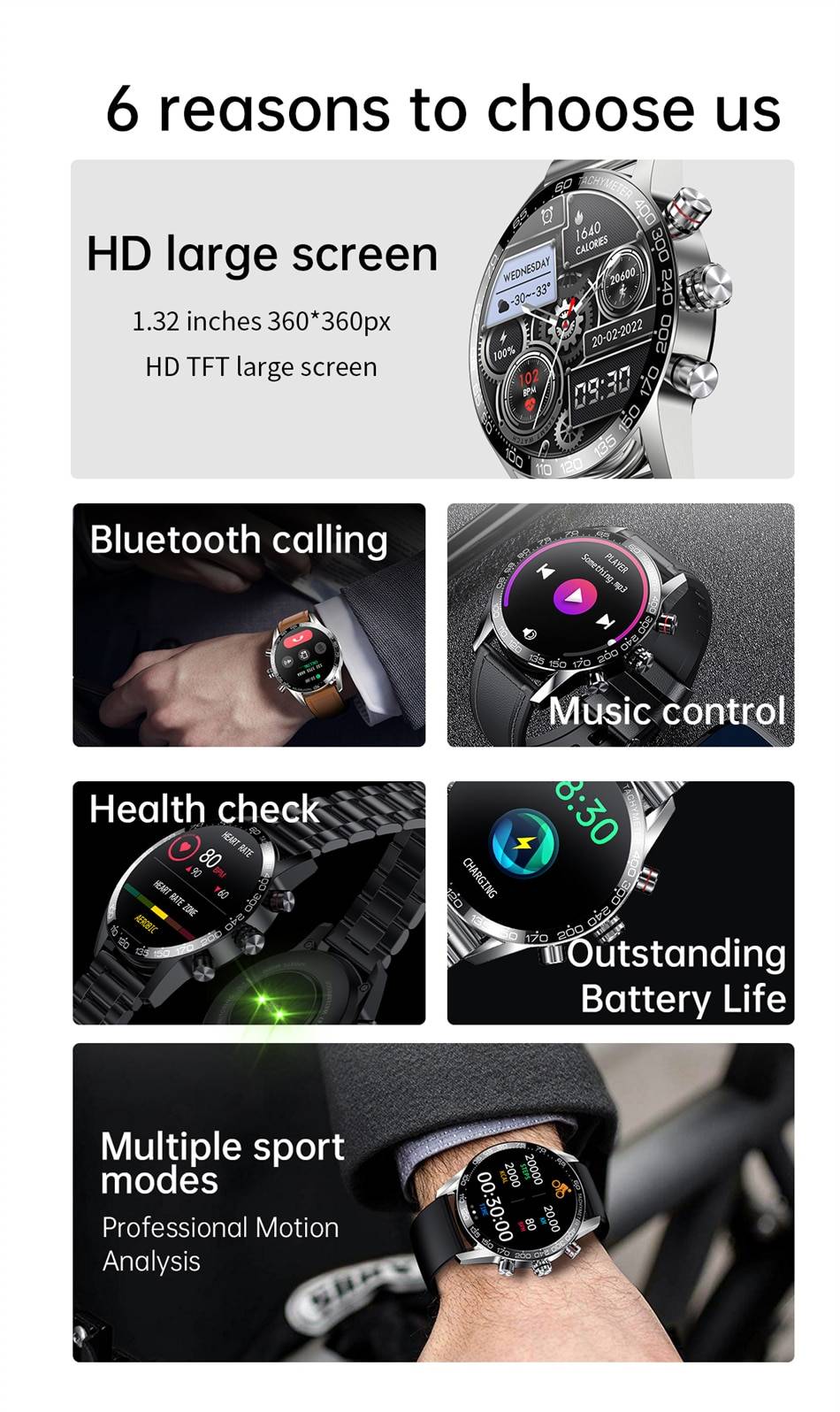 Lige 360 AMOLED HD Screen Watch For Men Smart Watch Bluetooth Calling Smartwatch 2022 Fashion Business Clock New Smartband Man