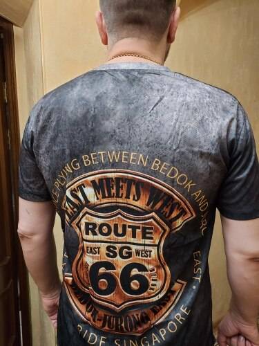 Summer Mens T Shirts Oversized Loose Clothes Vintage Short Sleeve Fashion America Route 66 Letters Printed O Collared T shirts