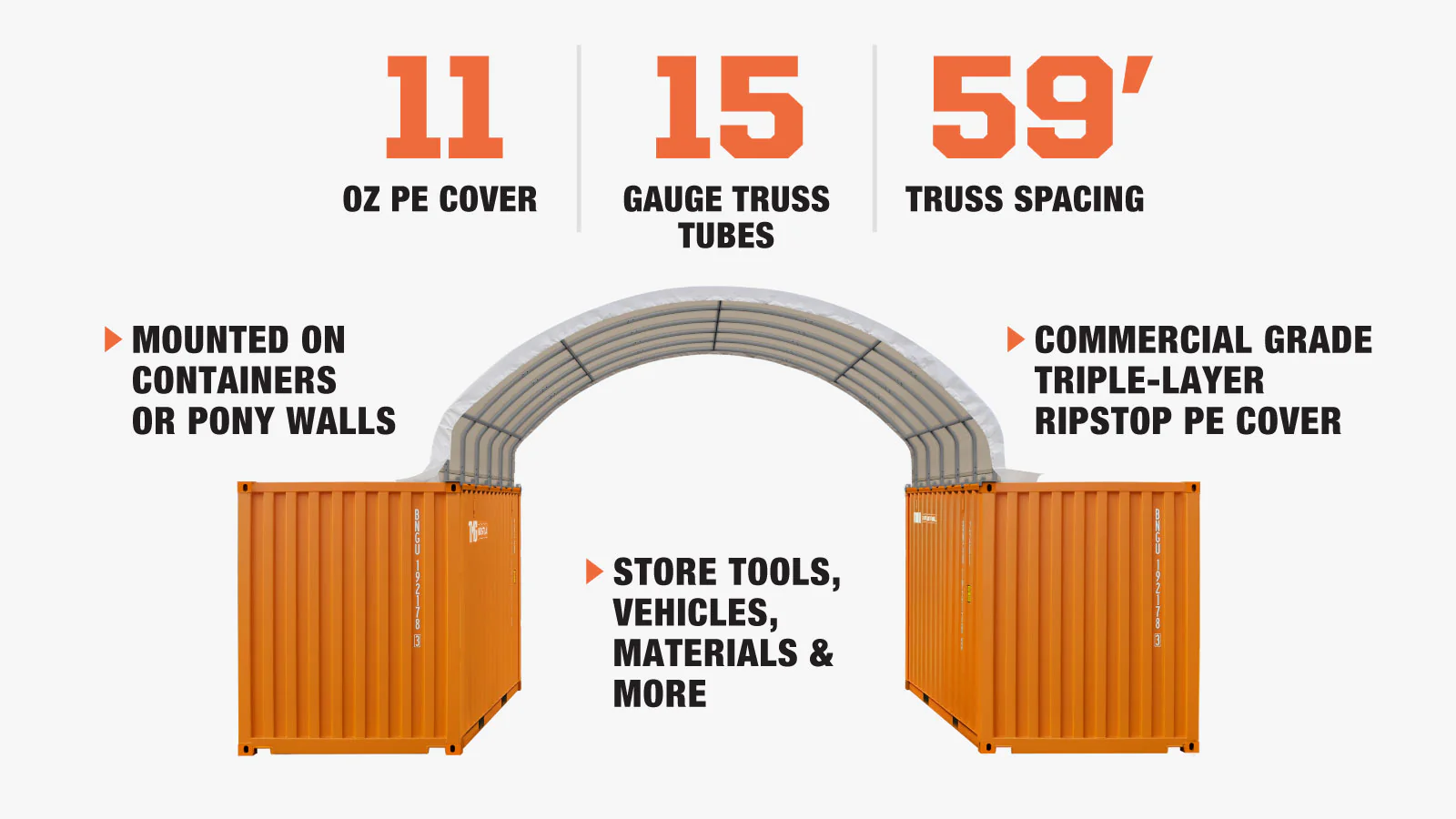 Protect Your Assets with the TMG Industrial 20′ x 20′ PE Fabric Container Shelter – Engineered for Durability and Dependability! Home & Household Items Home, Household & Industrial Products Machinery, Tools, & Furniture Protect Your Assets with the TMG Industrial 20' x 20' PE Fabric Container Shelter - Engineered for Durability and Dependability! Home & Household Items Home, Household & Industrial Products Machinery, Tools, & Furniture
