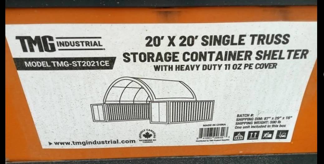 Protect Your Assets with the TMG Industrial 20′ x 20′ PE Fabric Container Shelter – Engineered for Durability and Dependability! Home & Household Items Home, Household & Industrial Products Machinery, Tools, & Furniture Protect Your Assets with the TMG Industrial 20' x 20' PE Fabric Container Shelter - Engineered for Durability and Dependability! Home & Household Items Home, Household & Industrial Products Machinery, Tools, & Furniture
