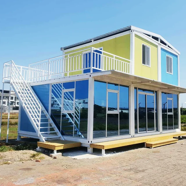 Movable Container House Double Storey Villa with Terrace 3 Unit Modular House Office Homestay Hotel Holiday House Activity Room Color : deposit|house Movable Container House Double Storey Villa with Terrace 3 Unit Modular House Office Homestay Hotel Holiday House Activity Room Color : deposit|house