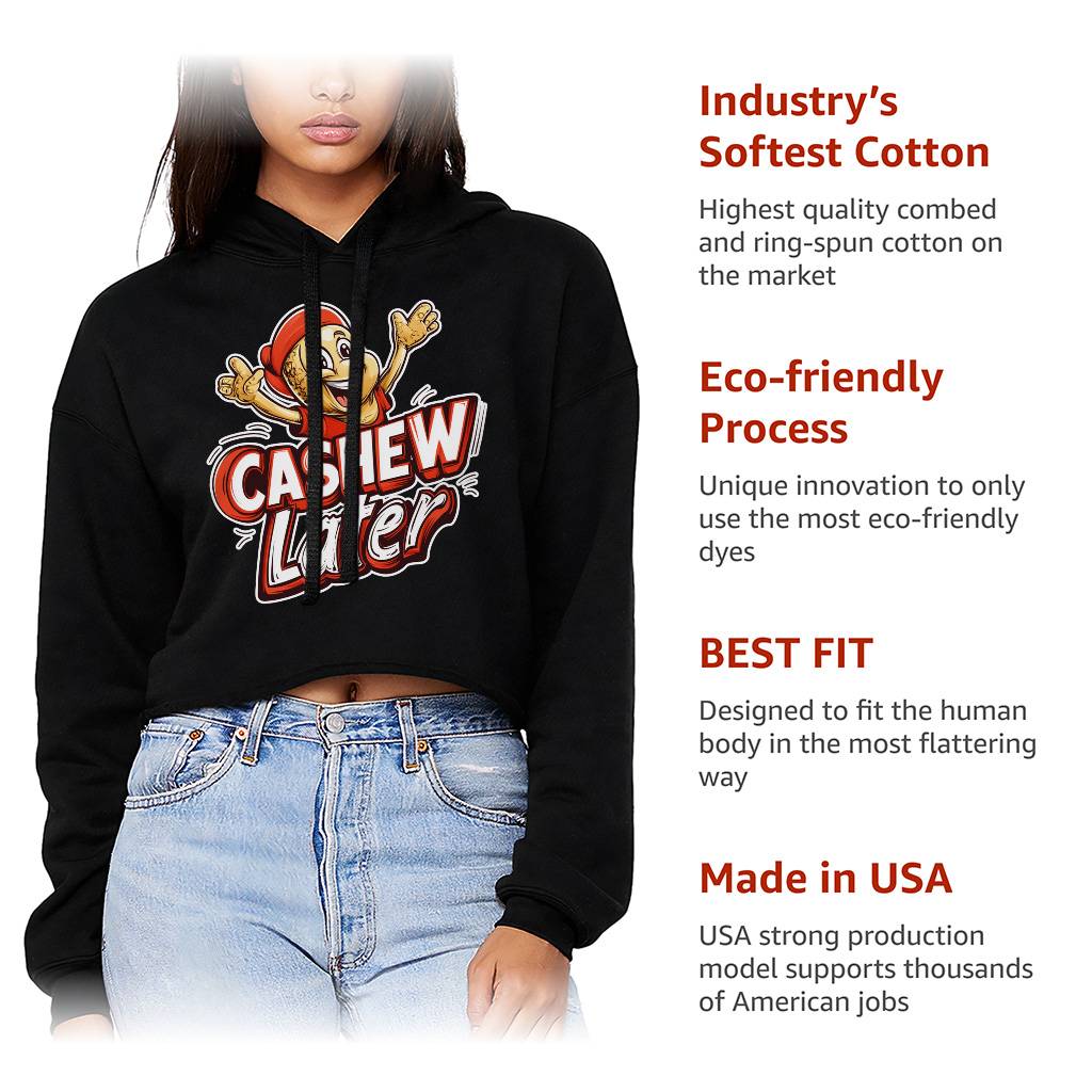 Cashew Later Women’s Cropped Hoodie – Snack Lover Hooded Sweatshirt – Funny Cashew Super Crop Top Hoodies Clothing Hoodies & Sweatshirts Color : Black|Lilac|White Cashew Later Women's Cropped Hoodie - Snack Lover Hooded Sweatshirt - Funny Cashew Super Crop Top Hoodies Clothing Hoodies & Sweatshirts Color : Black|Lilac|White