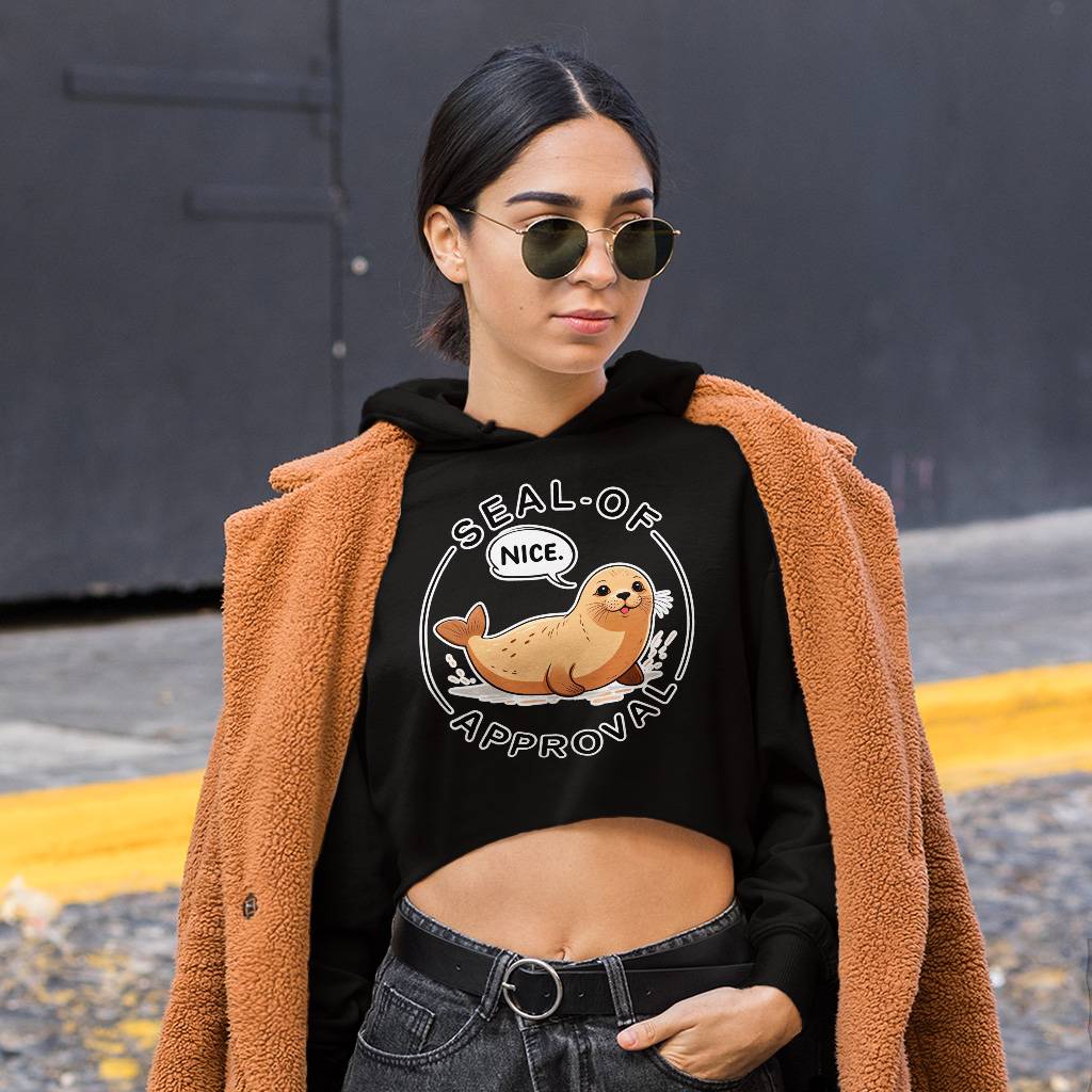 Seal Of Approval Women’s Cropped Hoodie – Seal Lover Hooded Sweatshirt – Cute Pun Super Crop Top Hoodies Clothing Hoodies & Sweatshirts Color : Black|Lilac|White Seal Of Approval Women's Cropped Hoodie - Seal Lover Hooded Sweatshirt - Cute Pun Super Crop Top Hoodies Clothing Hoodies & Sweatshirts Color : Black|Lilac|White