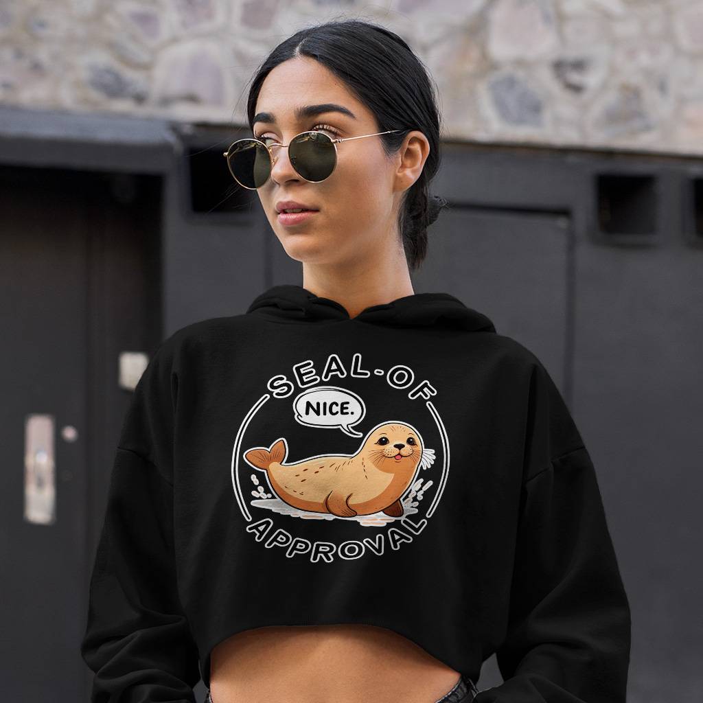 Seal Of Approval Women’s Cropped Hoodie – Seal Lover Hooded Sweatshirt – Cute Pun Super Crop Top Hoodies Clothing Hoodies & Sweatshirts Color : Black|Lilac|White Seal Of Approval Women's Cropped Hoodie - Seal Lover Hooded Sweatshirt - Cute Pun Super Crop Top Hoodies Clothing Hoodies & Sweatshirts Color : Black|Lilac|White