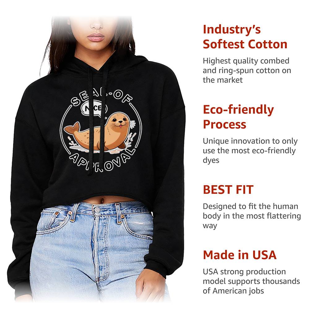 Seal Of Approval Women’s Cropped Hoodie – Seal Lover Hooded Sweatshirt – Cute Pun Super Crop Top Hoodies Clothing Hoodies & Sweatshirts Color : Black|Lilac|White Seal Of Approval Women's Cropped Hoodie - Seal Lover Hooded Sweatshirt - Cute Pun Super Crop Top Hoodies Clothing Hoodies & Sweatshirts Color : Black|Lilac|White